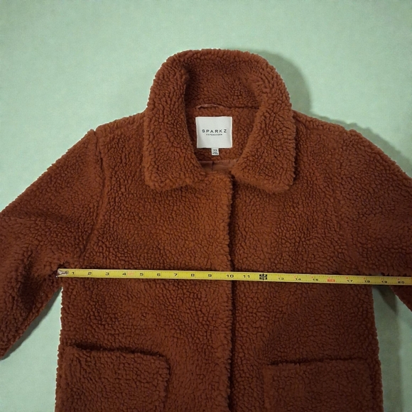 ANTHROPOLOGIE SPARKZ Amina Teddy Bear Sherpa Fleece Jacket Nutmeg Brown XS - EUC - Picture 8 of 13